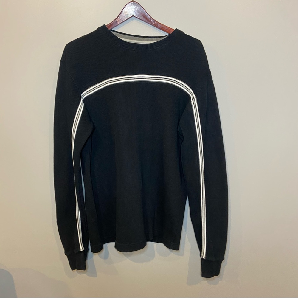 Point Zero Alternative Movement Black Textured Long Sleeve Shirt With Stripe